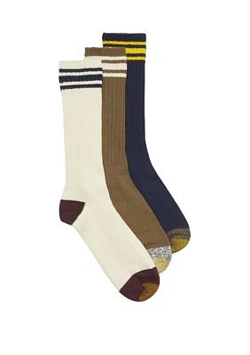 Stripe Cotton Fluffy Crew Socks - 3 Pack