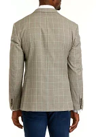 Men's Brown Houndstooth Plaid Sport Coat