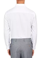 Men's Slim Fit White Solid Performance Stretch Dress Shirt