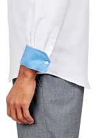 Men's Slim Fit White Solid Performance Stretch Dress Shirt