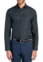 Slim Fit Black Dot Performance Stretch Dress Shirt