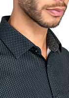 Slim Fit Black Dot Performance Stretch Dress Shirt