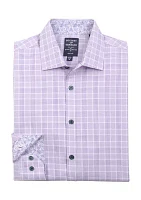 Men's Slim Fit Plaid Performance Stretch Dress Shirt