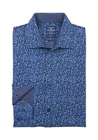 Men's Slim Fit Flower Performance Stretch Dress Shirt