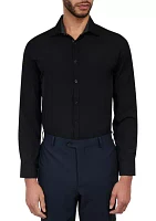 Slim Fit Black Solid Performance Stretch Dress Shirt