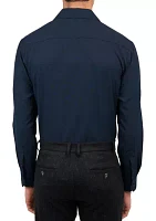 Slim Fit Navy Solid Performance Stretch Dress Shirt