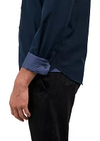 Slim Fit Navy Solid Performance Stretch Dress Shirt