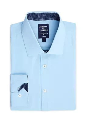 Slim Fit Light Blue Solid Performance Stretch Dress Shirt