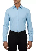 Slim Fit Light Blue Solid Performance Stretch Dress Shirt