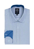 Slim Fit Blue Geo Performance Stretch Dress Shirt