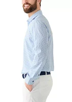 Slim Fit Light Blue Paisley Performance Stretch Dress Shirt