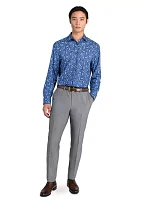 Men's Slim Fit Navy Paisley Performance Stretch Dress Shirt