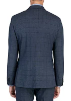 Men's Slim Charcoal Blue Windowpane Jacket