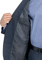 Men's Slim Charcoal Blue Windowpane Jacket