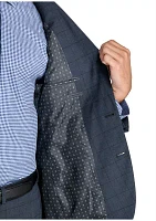 Men's Slim Charcoal Blue Windowpane Jacket