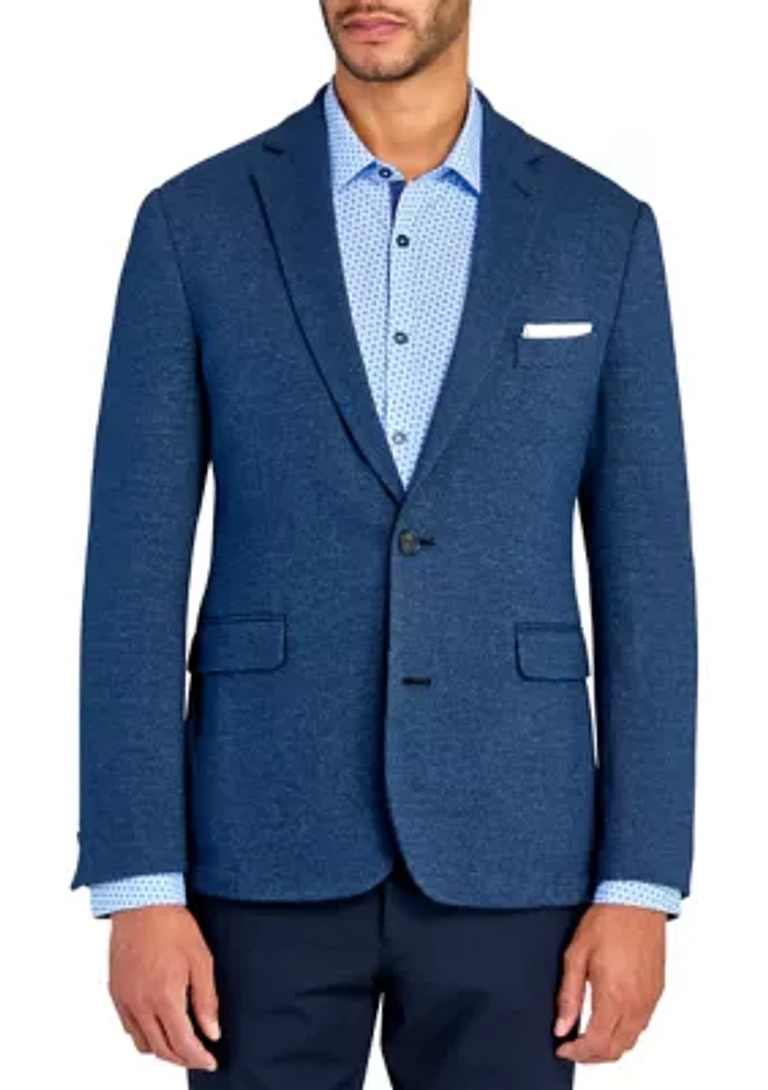 Men's Slim Fit Blue Tic Soft Coat