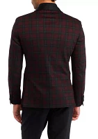 Men's Slim Fit Red Windowpane Evening Jacket