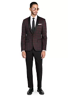 Men's Slim Fit Red Windowpane Evening Jacket