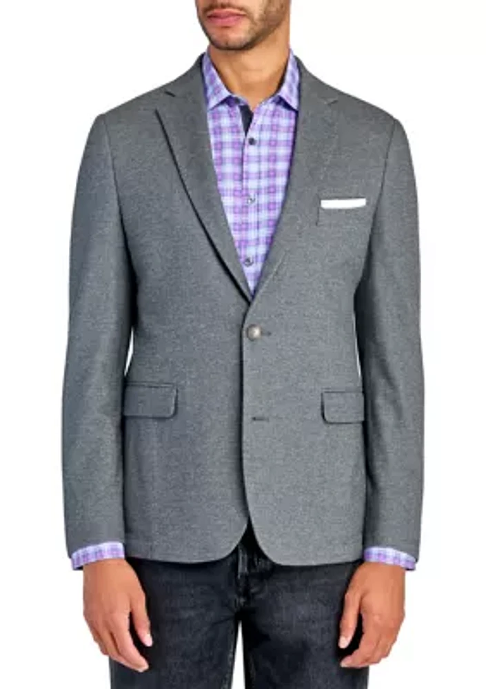 Men's Slim Fit Grey Plush Knit Sport Coat