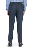 Men's Slim Charcoal Blue Windowpane Pants