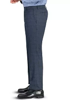 Men's Slim Charcoal Blue Windowpane Pants