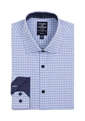 Men's Slim Fit Tattersall Performance Stretch Dress Shirt