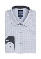 Slim Fit Gray Geo Dot Performance Stretch Dress Shirt