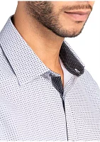 Slim Fit Gray Geo Dot Performance Stretch Dress Shirt