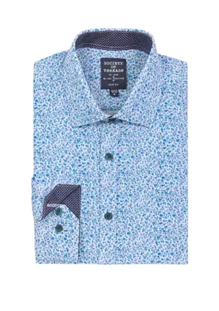 Slim Fit Floral Performance Stretch Dress Shirt