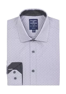 Men's Slim Fit Optic Pattern Performance Stretch Dress Shirt