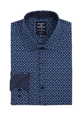 Men's Slim Fit Floral Performance Stretch Dress Shirt