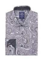 Men's Slim Fit Large Paisley Performance Stretch Dress Shirt