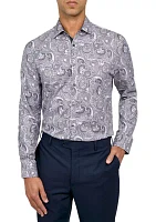 Men's Slim Fit Large Paisley Performance Stretch Dress Shirt