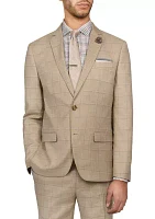 Men's Slim Fit Windowpane Suit Coat