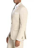 Slim Fit Tan Windowpane Suit Jacket