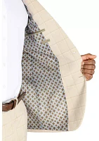 Slim Fit Tan Windowpane Suit Jacket