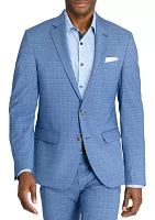 Slim Fit Blue Mini Windowpane Suit Jacket