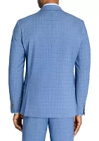 Slim Fit Blue Mini Windowpane Suit Jacket