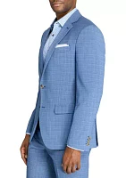Slim Fit Blue Mini Windowpane Suit Jacket