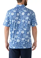 Short Sleeve Floral Printed Polo Shirt