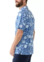 Short Sleeve Floral Printed Polo Shirt