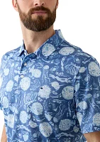 Short Sleeve Floral Printed Polo Shirt