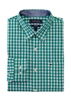 Long Sleeve Woven Poplin Plaid Shirt