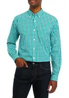 Long Sleeve Woven Poplin Plaid Shirt