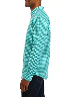 Long Sleeve Woven Poplin Plaid Shirt