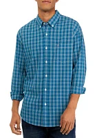 Long Sleeve Woven Poplin Plaid Shirt