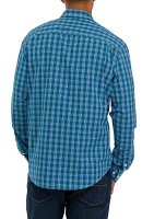 Long Sleeve Woven Poplin Plaid Shirt