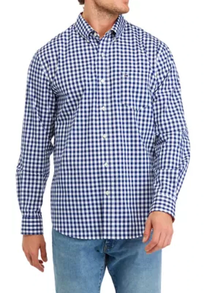 Printed Poplin Long Sleeve Button Down Shirt