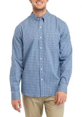 Poplin Plaid Printed Long Sleeve Shirt