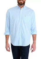 Long Sleeve Striped Poplin Button Down Shirt